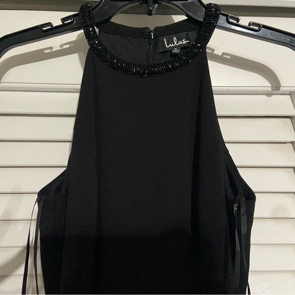 Lulu's Black Beaded Neck Dress - Picture 3 of 7